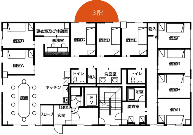 グループホーム日乃出３階フロア図