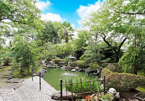 広い日本庭園